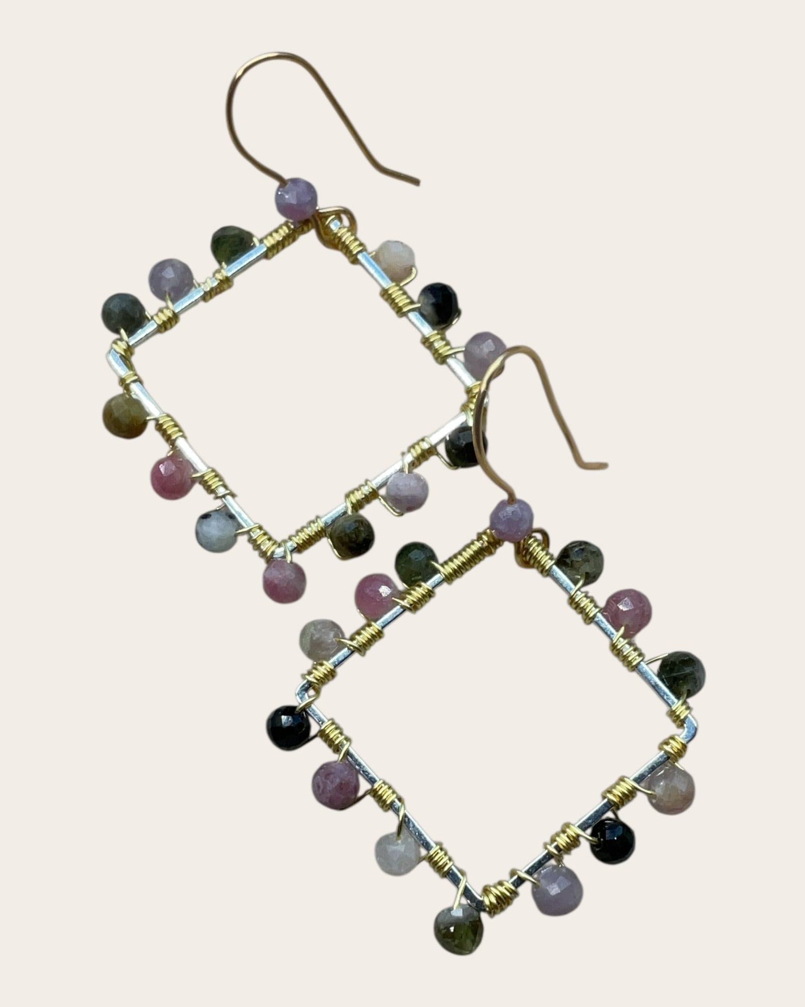 Watermelon Tourmaline Designer Earrings