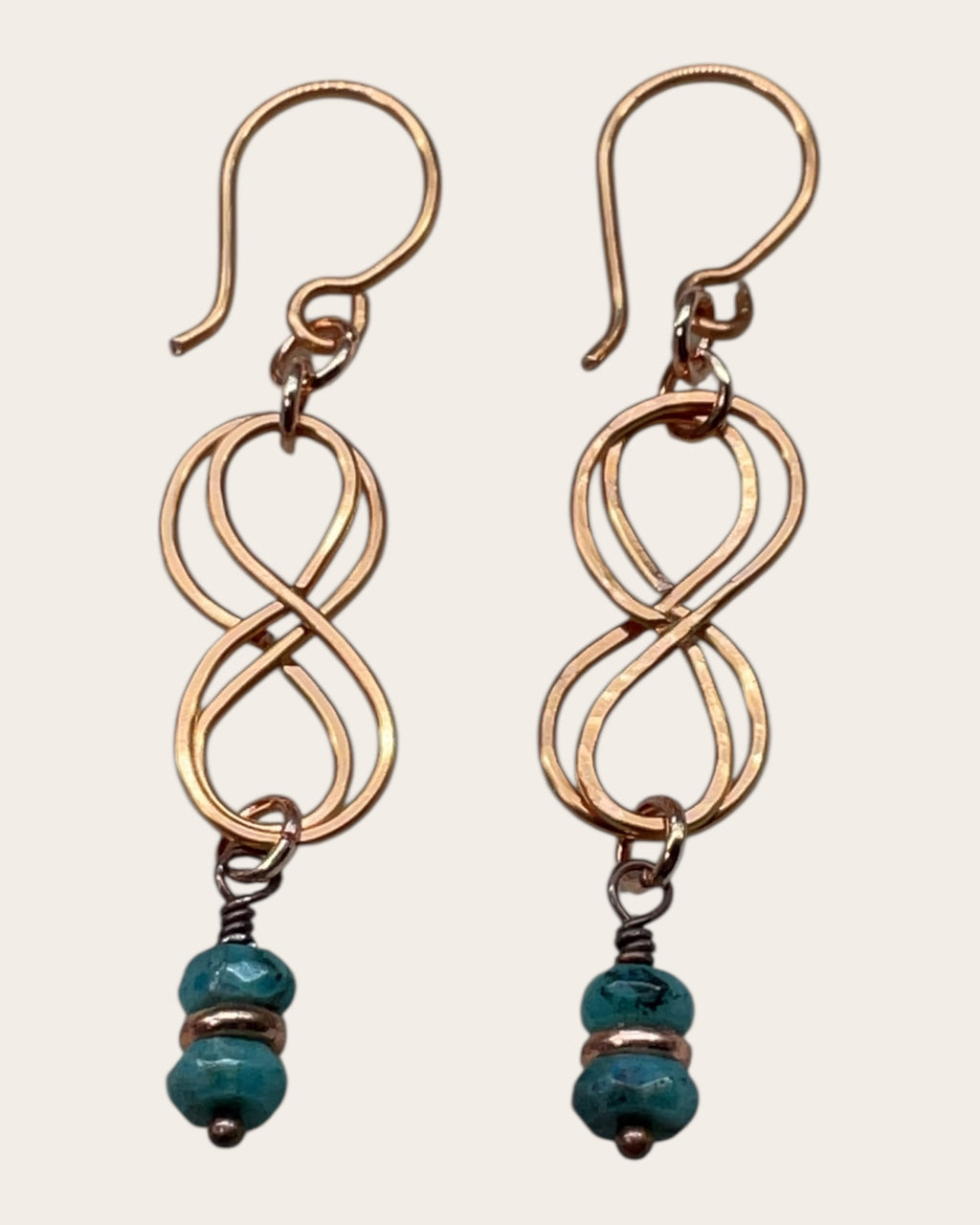 Chrysocolla & Copper Double Figure Eight Designer Earrings