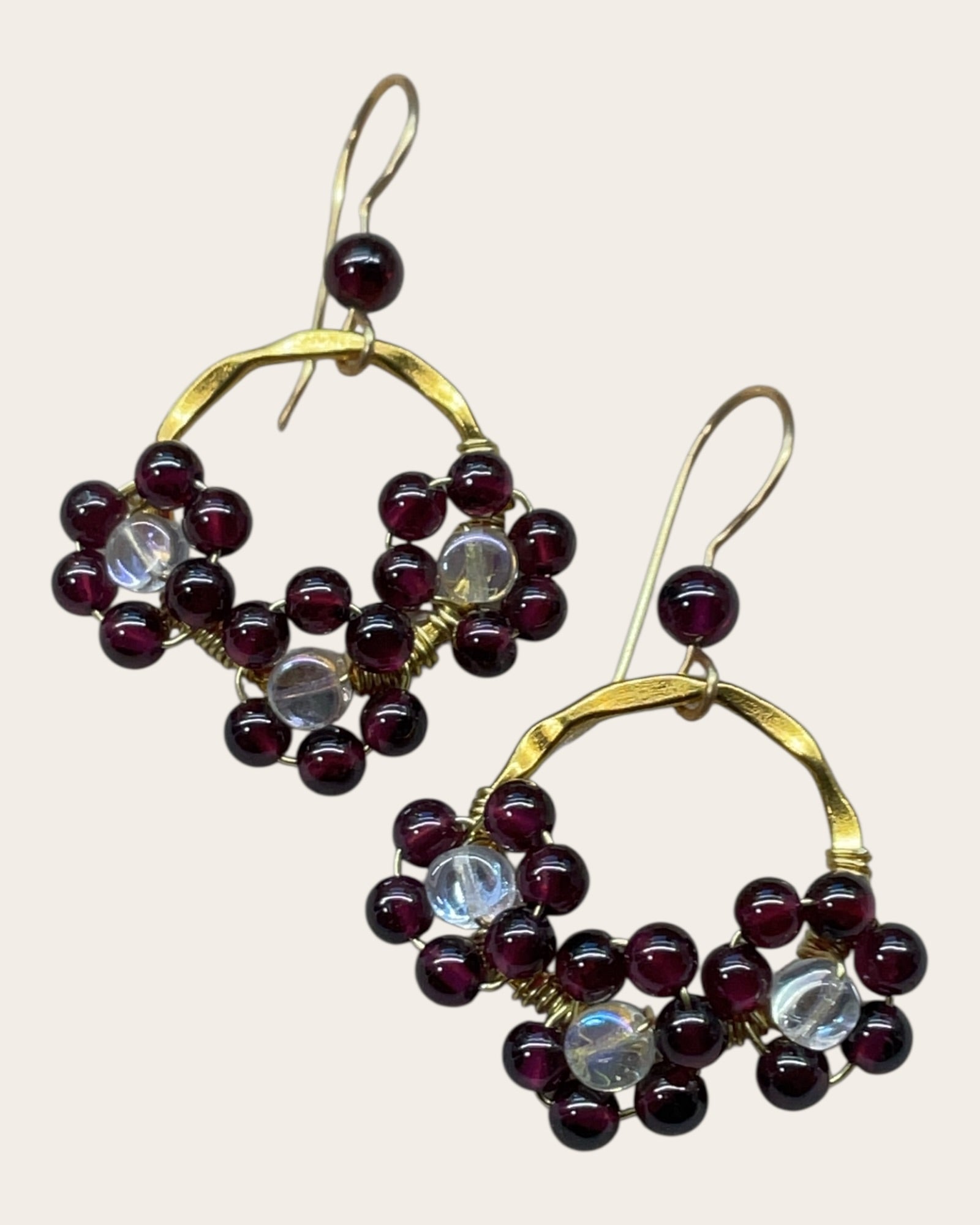 Iridescent Garnet Designer Earrings