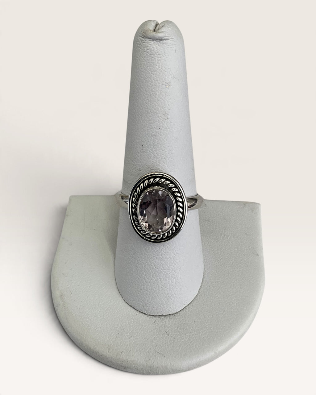 Sterling Silver Pink Natural Amethyst Gemstone Ring