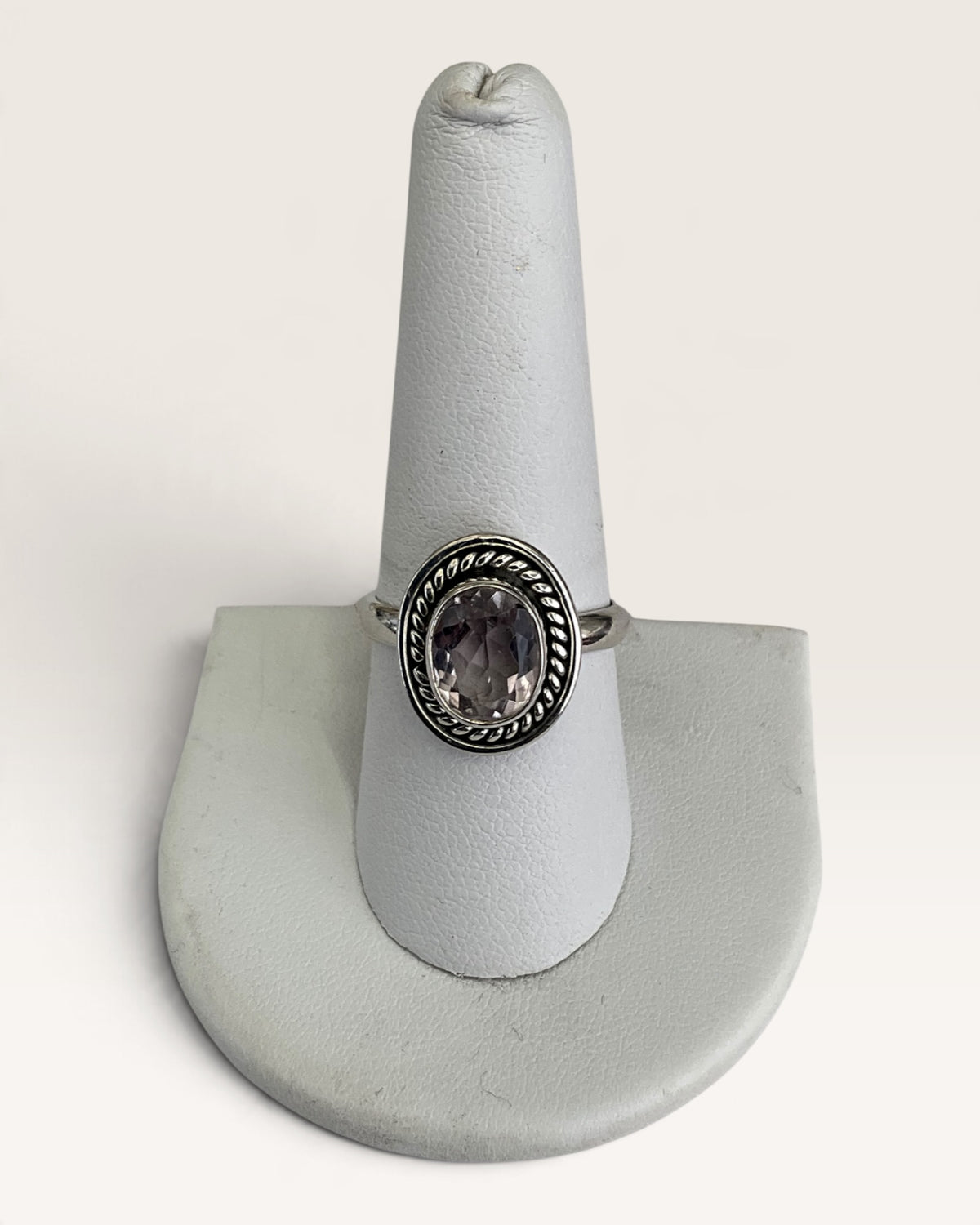 Sterling Silver Pink Natural Amethyst Gemstone Ring
