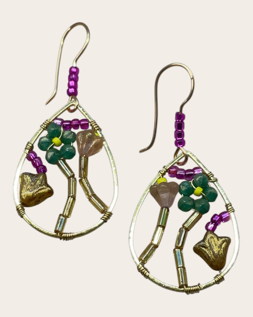 Flower Garden Seed Beads Designer Earrings