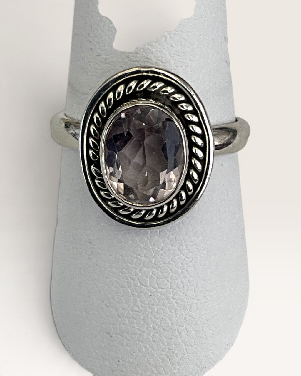 Sterling Silver Pink Natural Amethyst Gemstone Ring