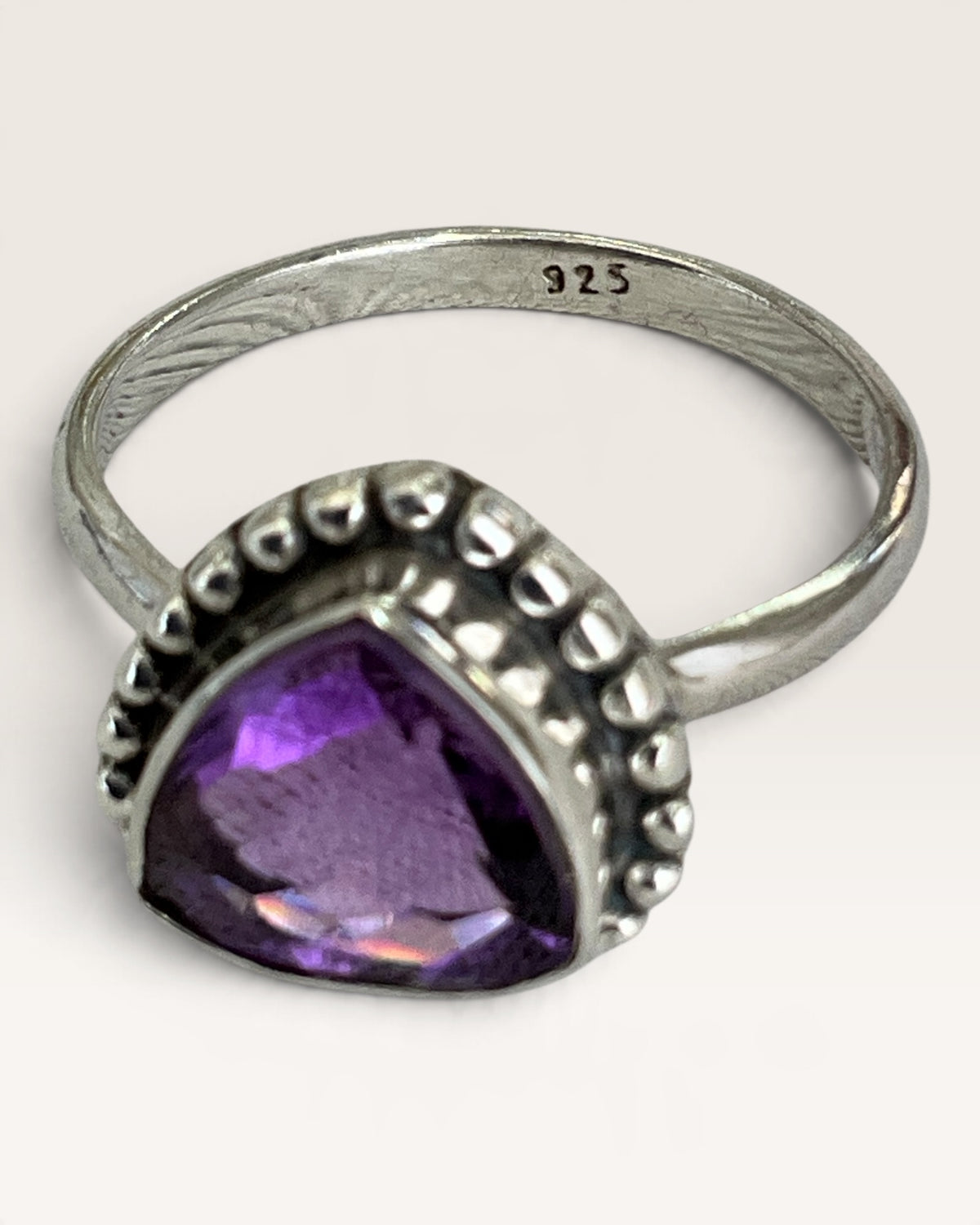 Sterling Silver Natural Amethyst Gemstone Ring