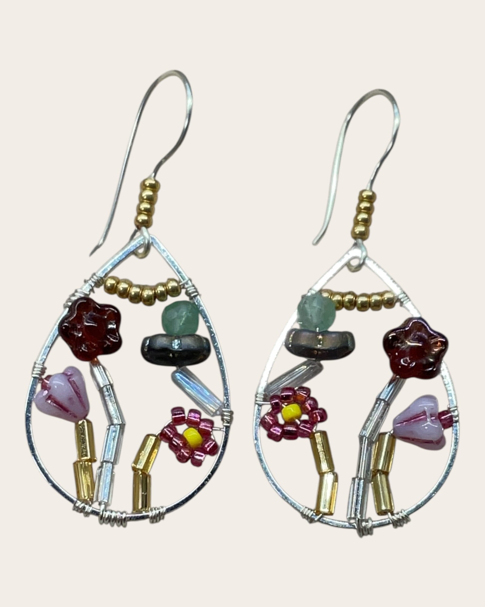 Flower Garden Seed Beads Designer Earrings