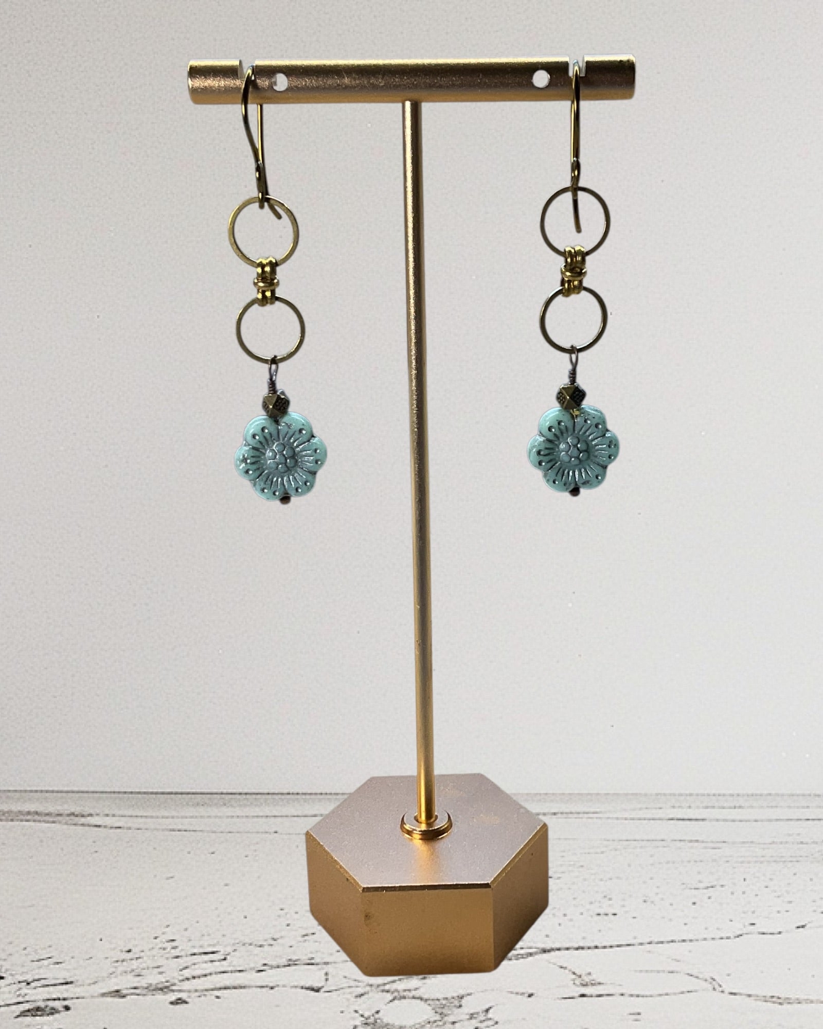 Czech Glass & Bronze Designer Earrings