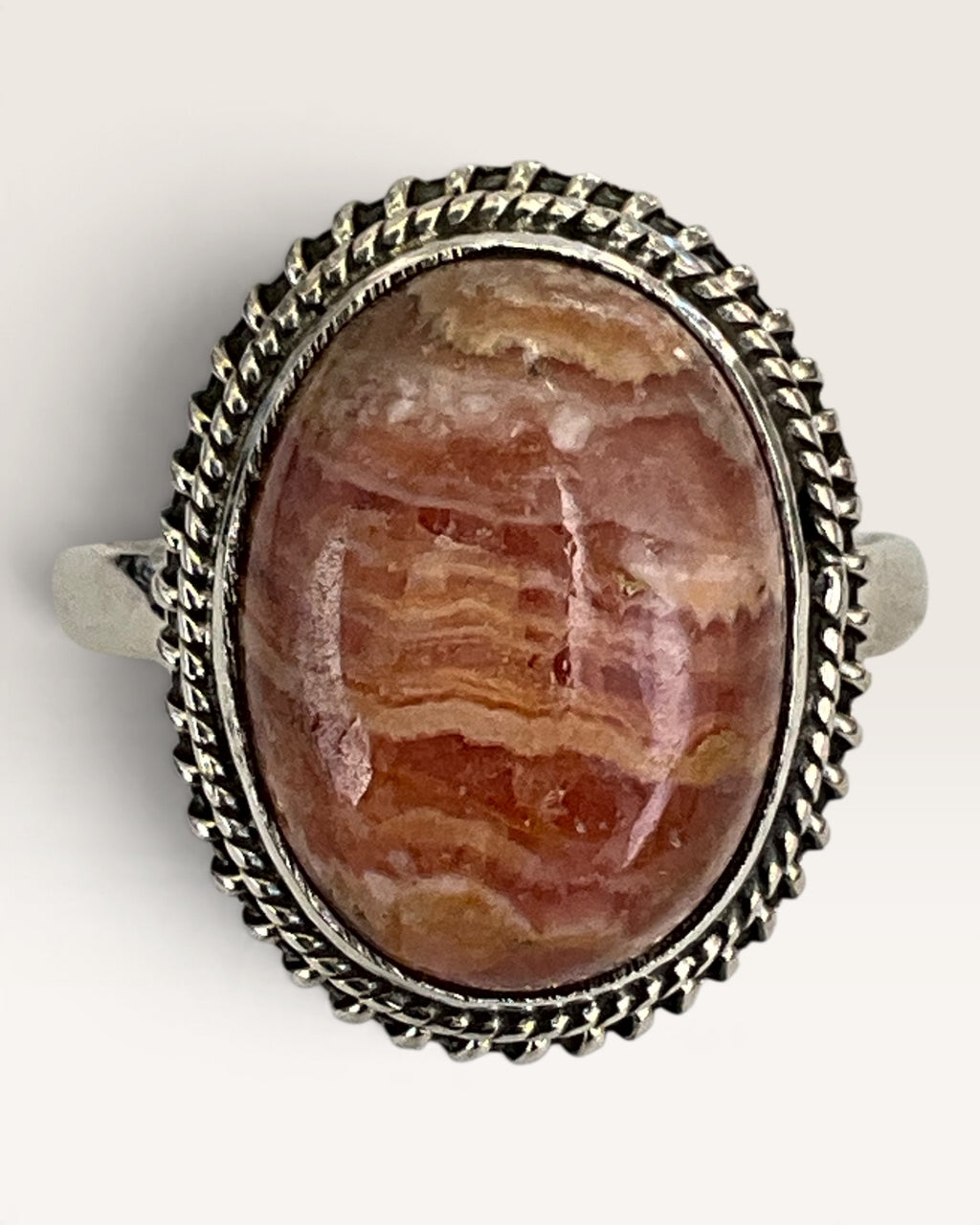 Sterling Silver Argentina Rhodochrosite Gemstone Ring