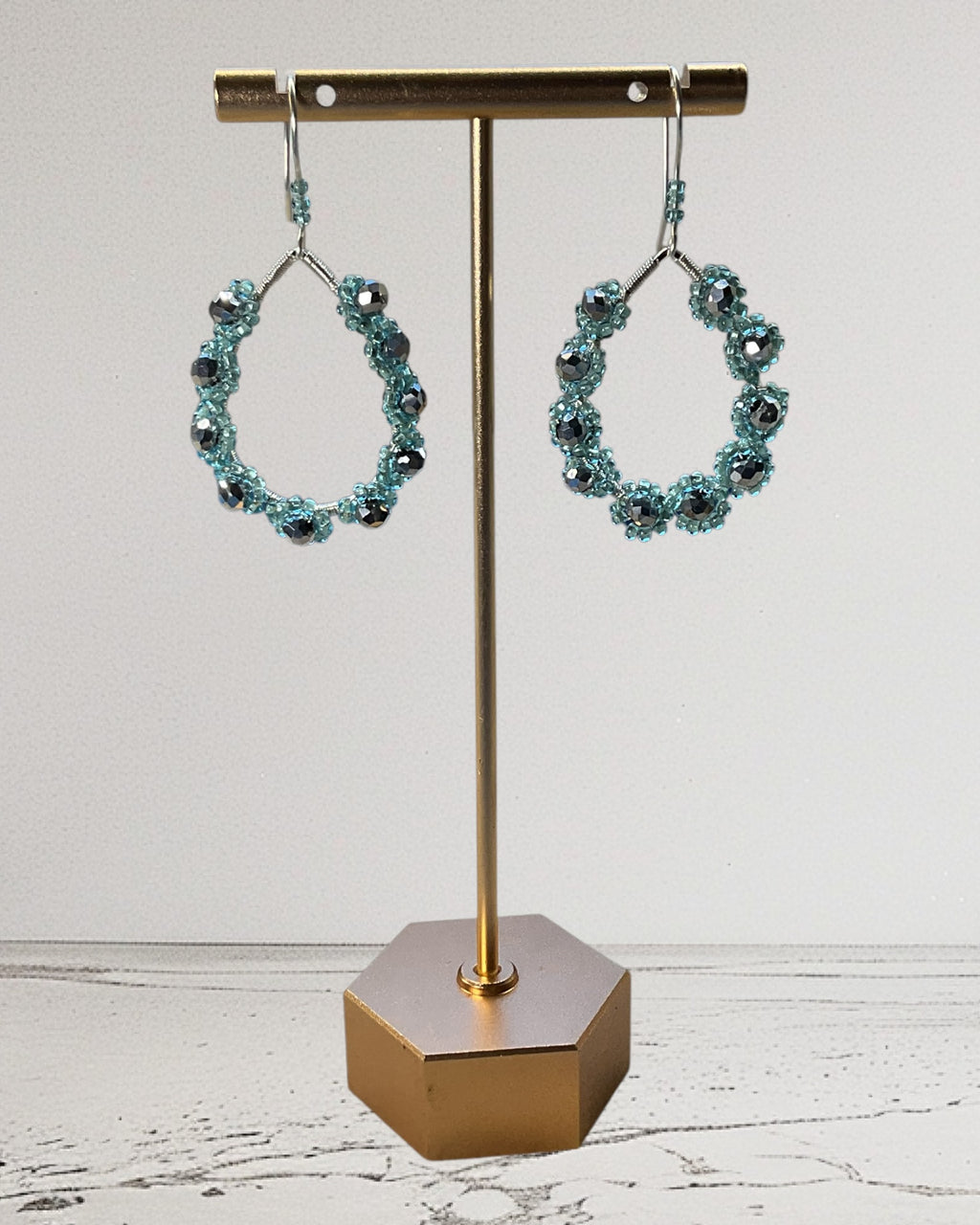 Faceted Bicones & Seed Bead Designer Earrings