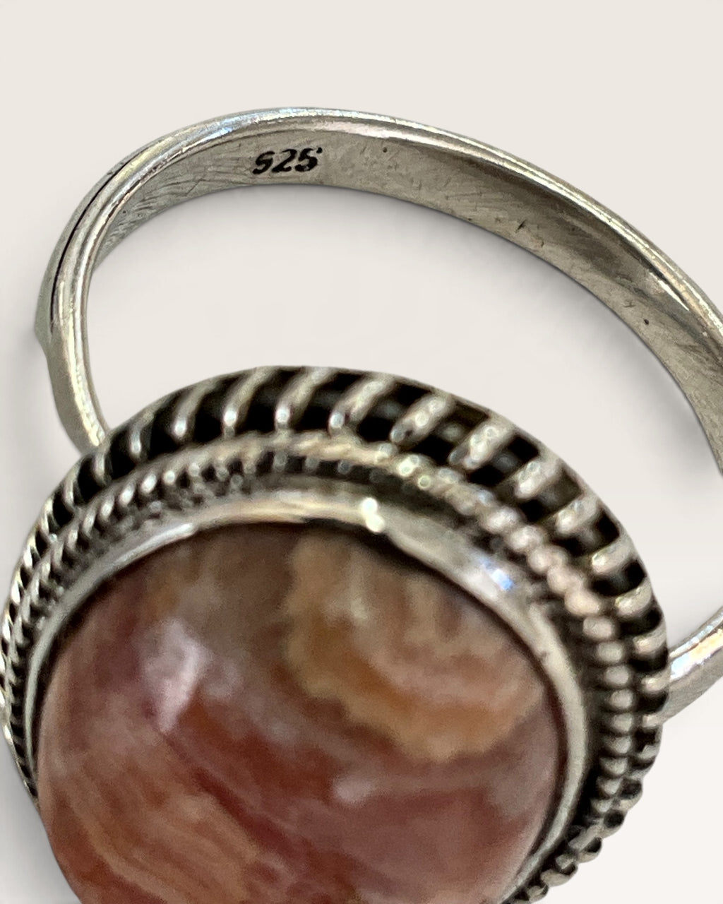 Sterling Silver Argentina Rhodochrosite Gemstone Ring