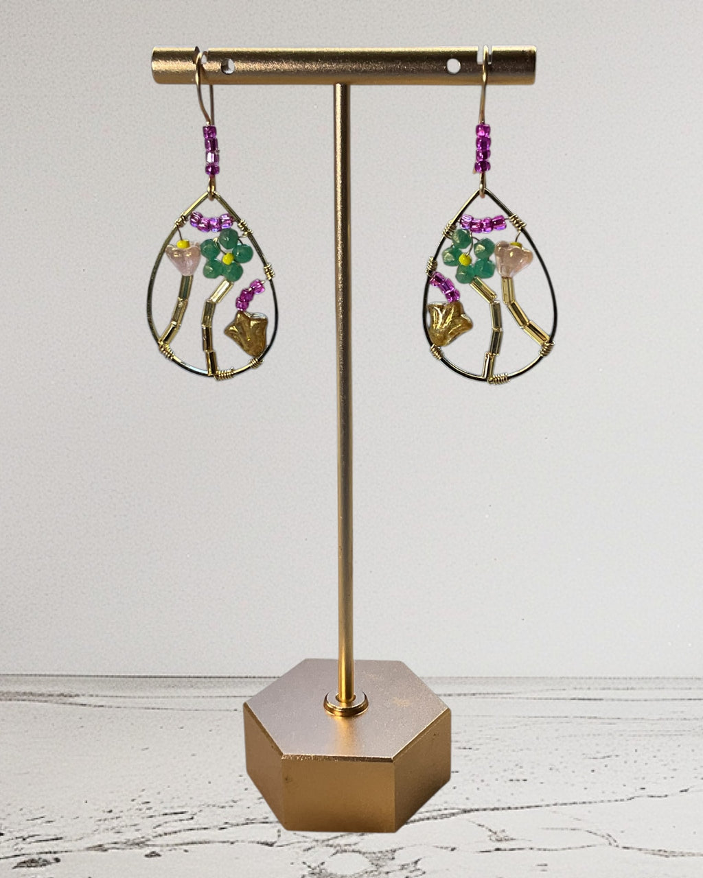 Flower Garden Seed Beads Designer Earrings