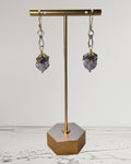 Czech Glass Leaves & Faceted Bicone Designer Earrings