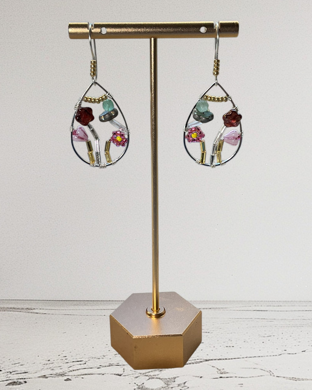 Flower Garden Seed Beads Designer Earrings