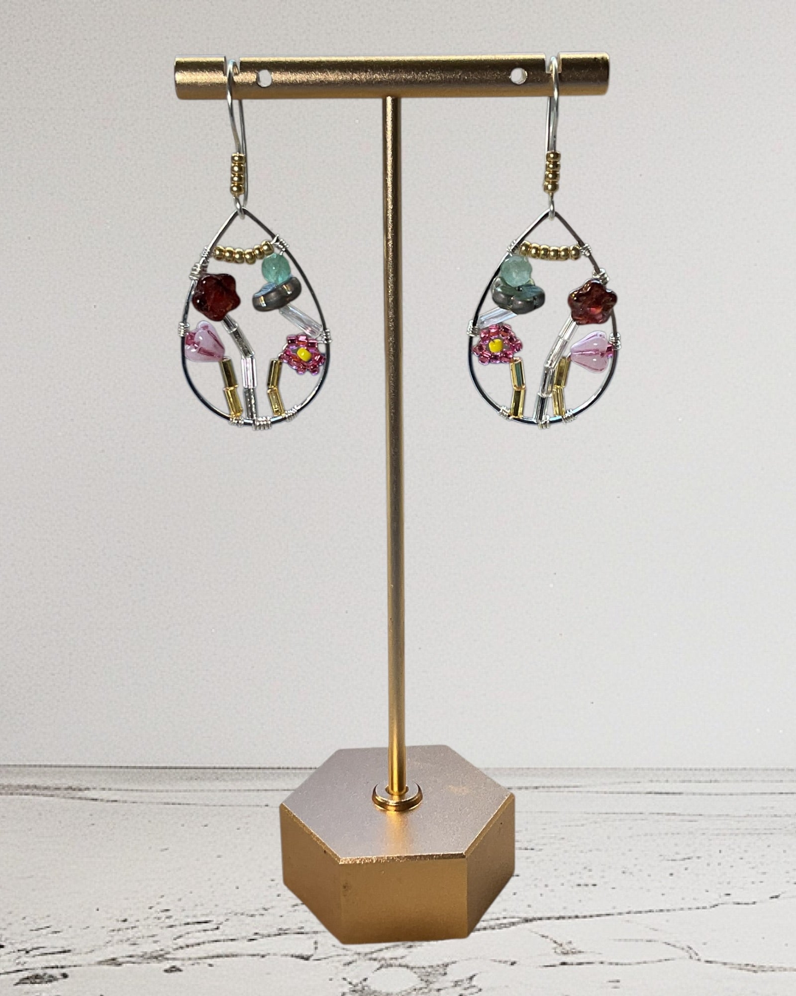 Flower Garden Seed Beads Designer Earrings