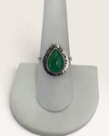 Sterling Silver Emerald Chrysoprase Gemstone Ring