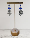 Silver Flower & Blue Beads Designer Earrings