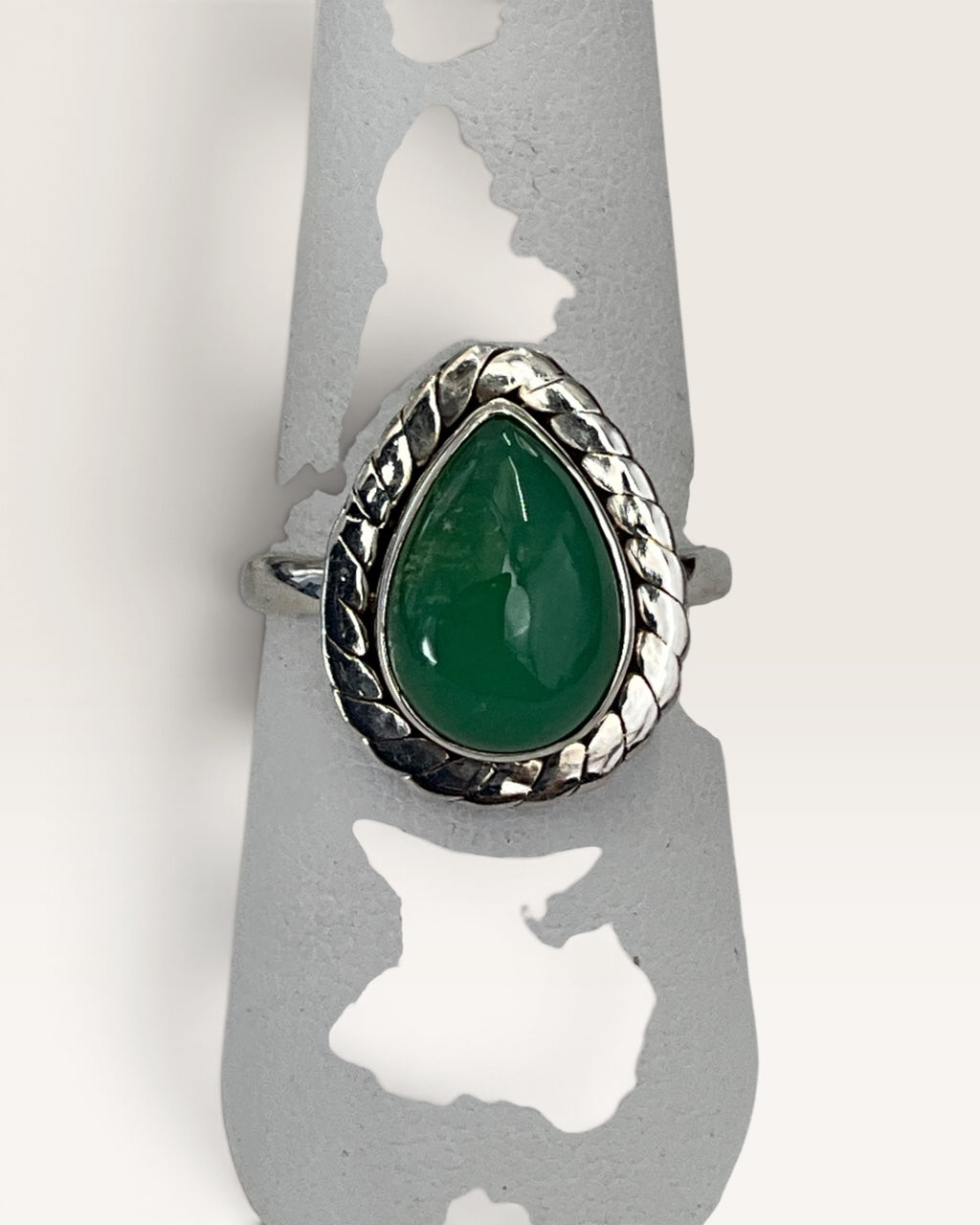 Sterling Silver Emerald Chrysoprase Gemstone Ring