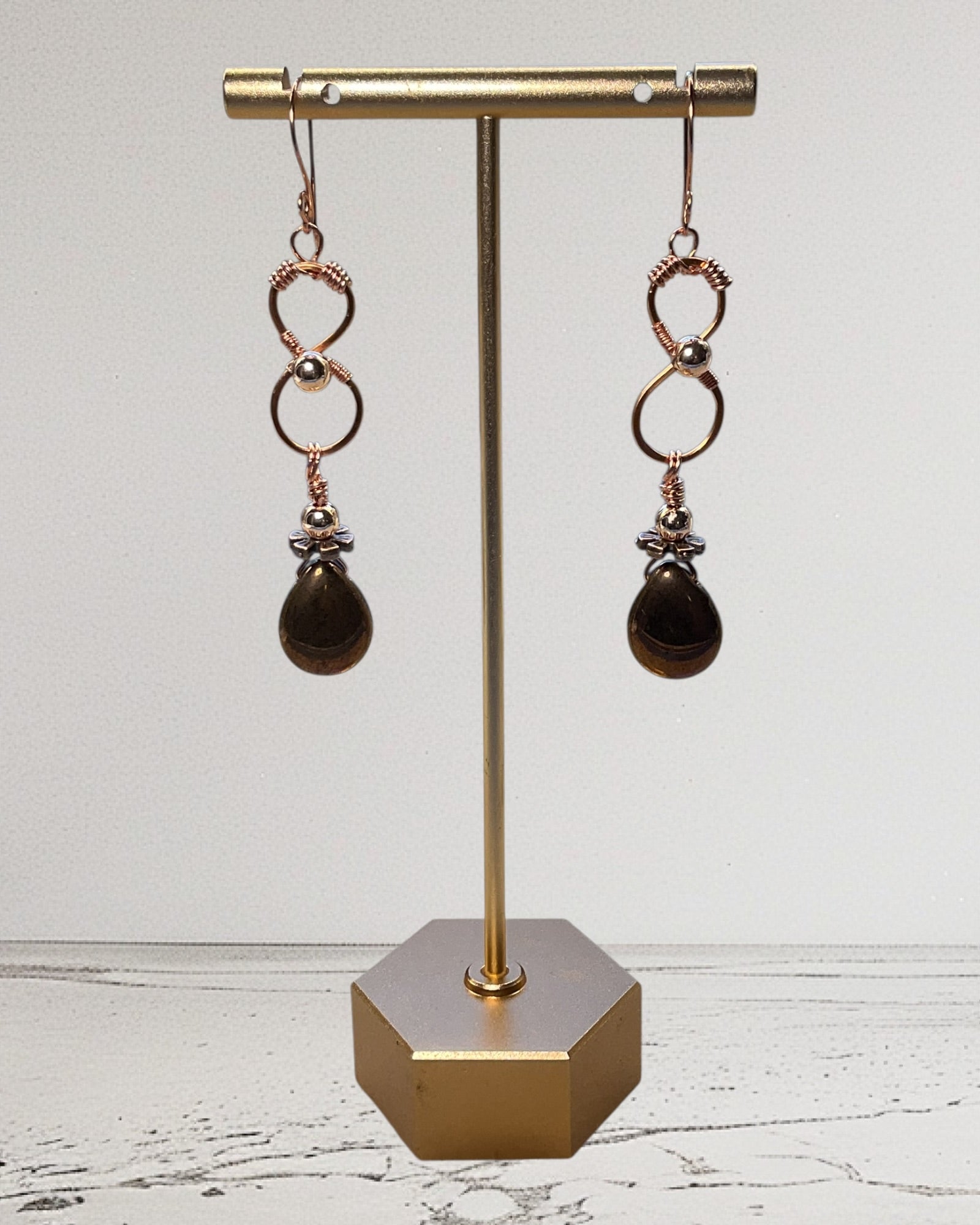 Copper Figure Eight Designer Earrings