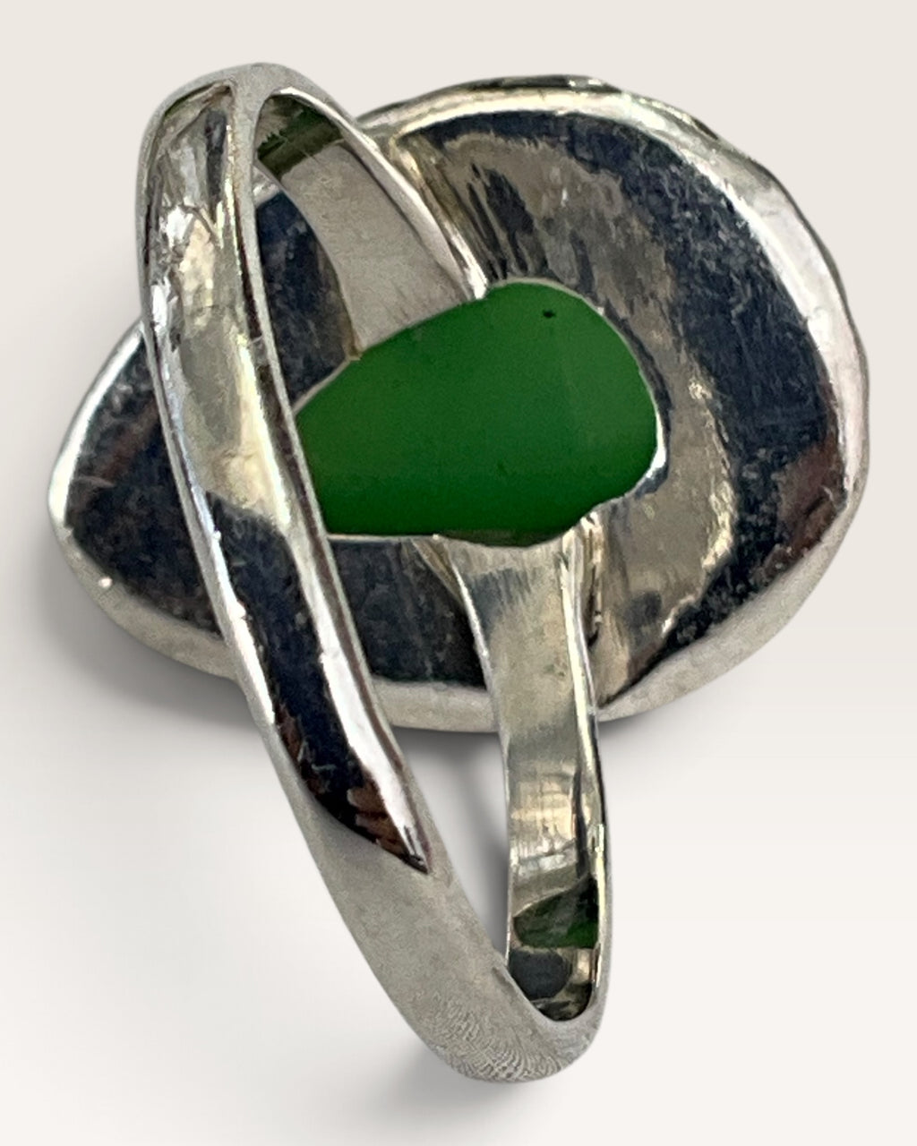 Sterling Silver Emerald Chrysoprase Gemstone Ring