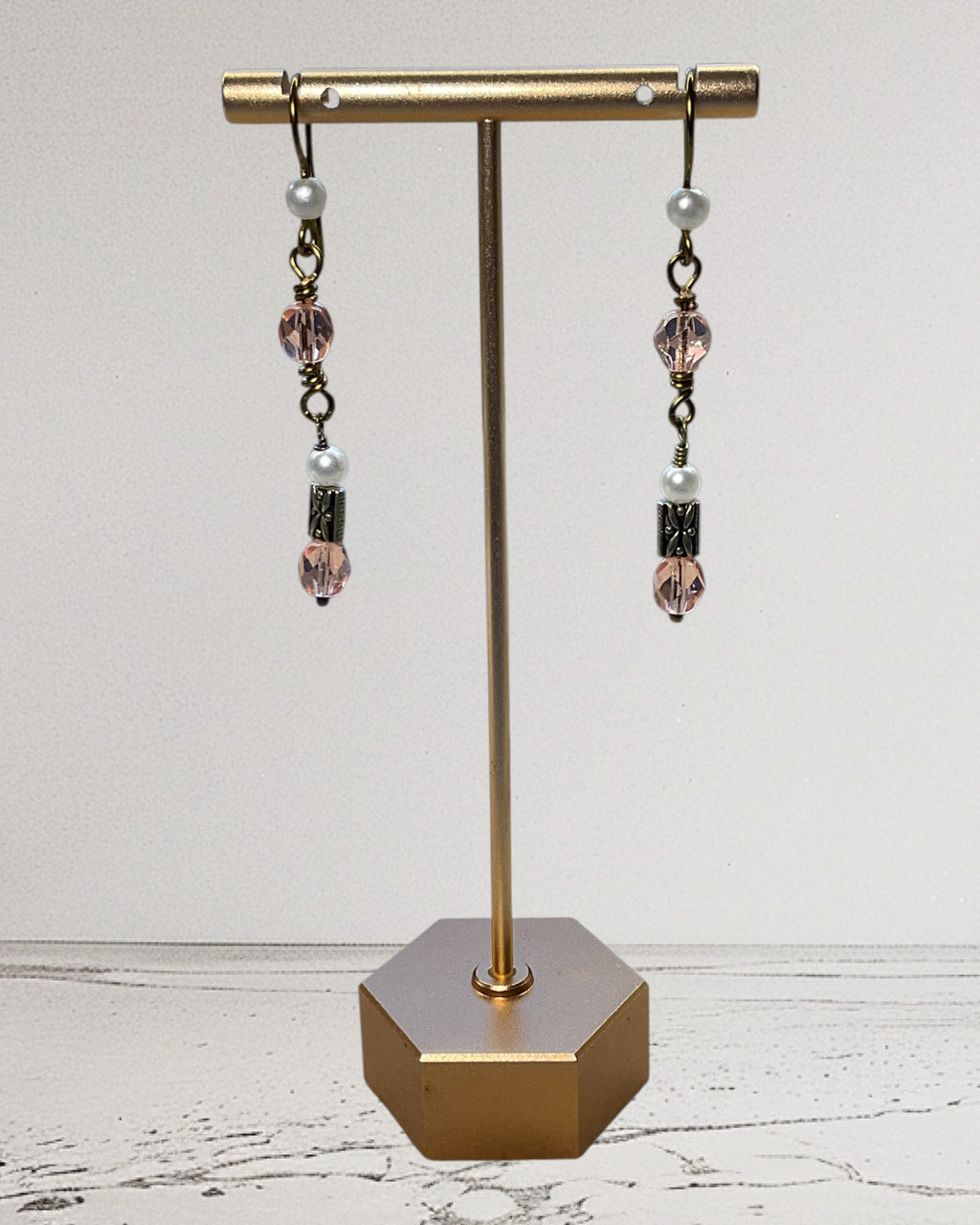 Rose Quartz & Pearl Designer Earrings