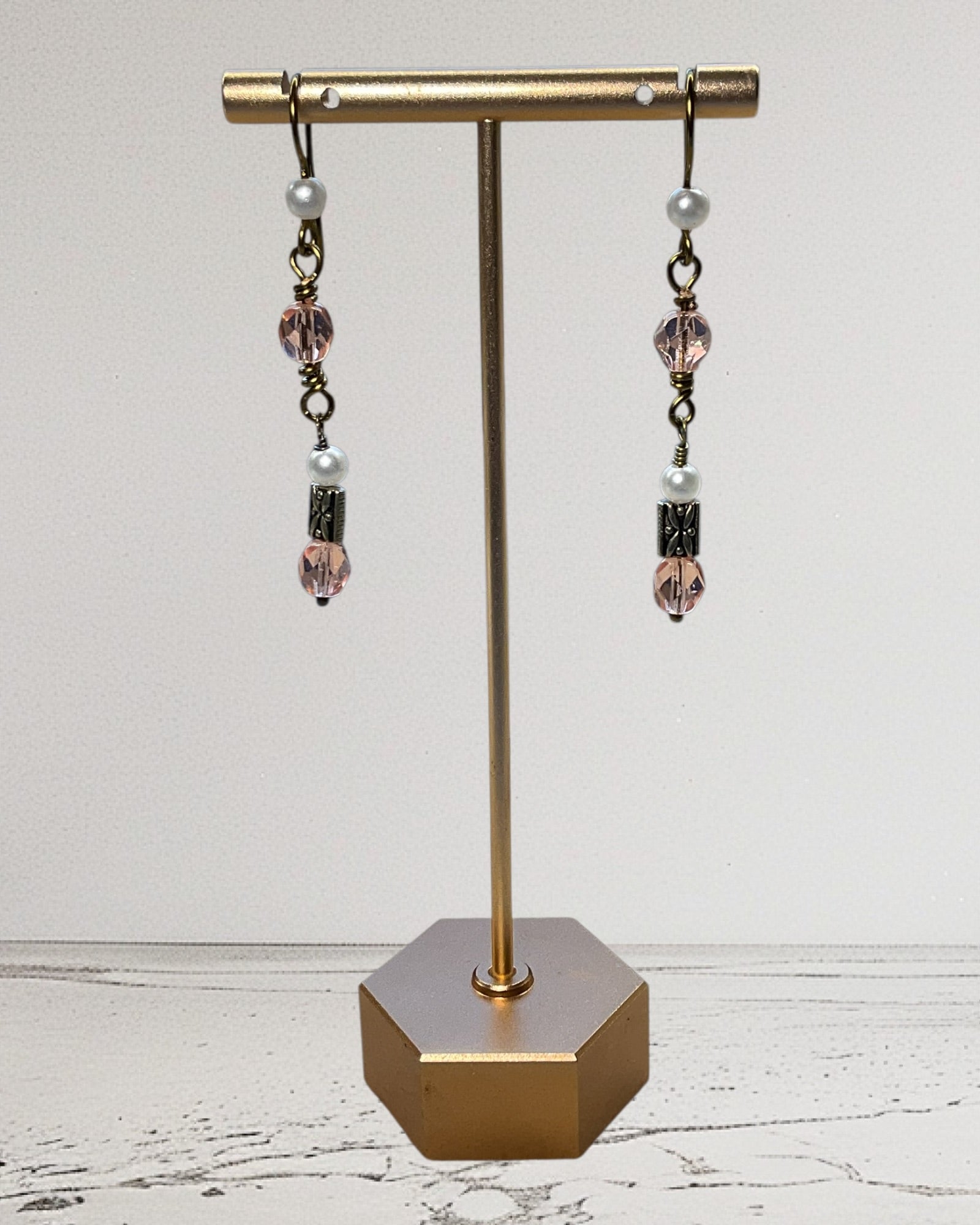 Rose Quartz & Pearl Designer Earrings