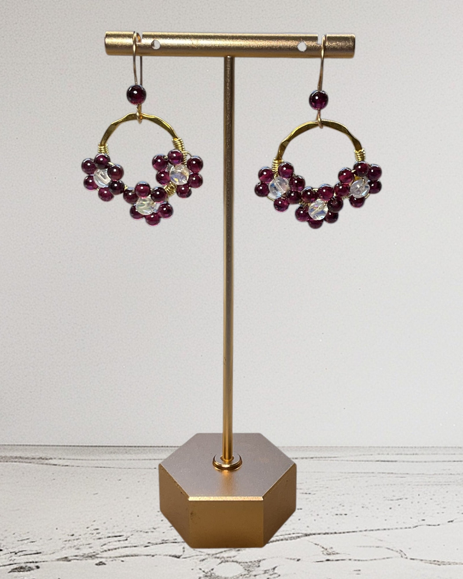 Iridescent Garnet Designer Earrings