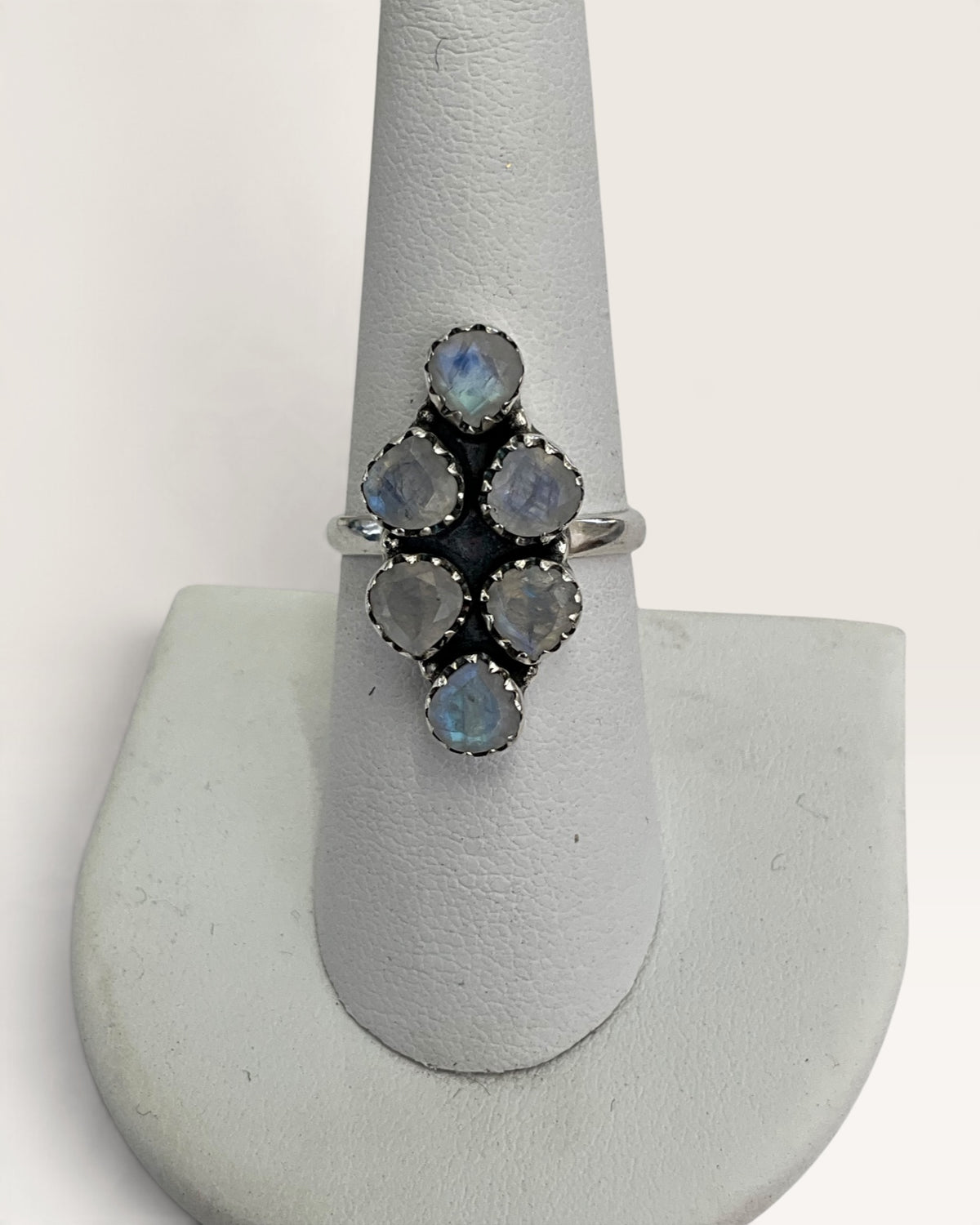 Sterling Silver Faceted Moonstone Gemstone Ring