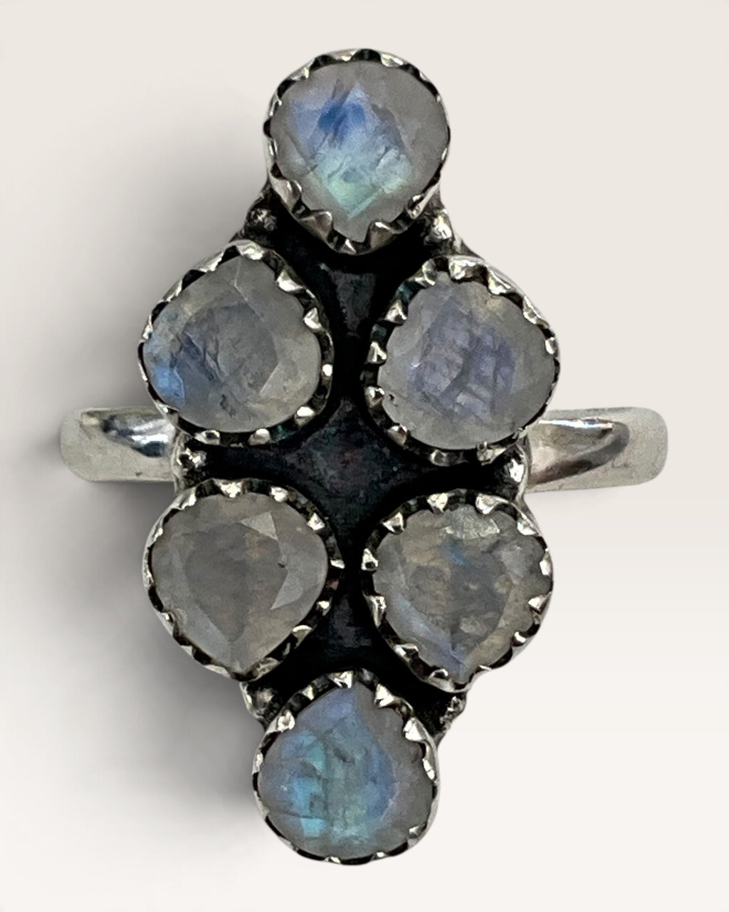 Sterling Silver Faceted Moonstone Gemstone Ring
