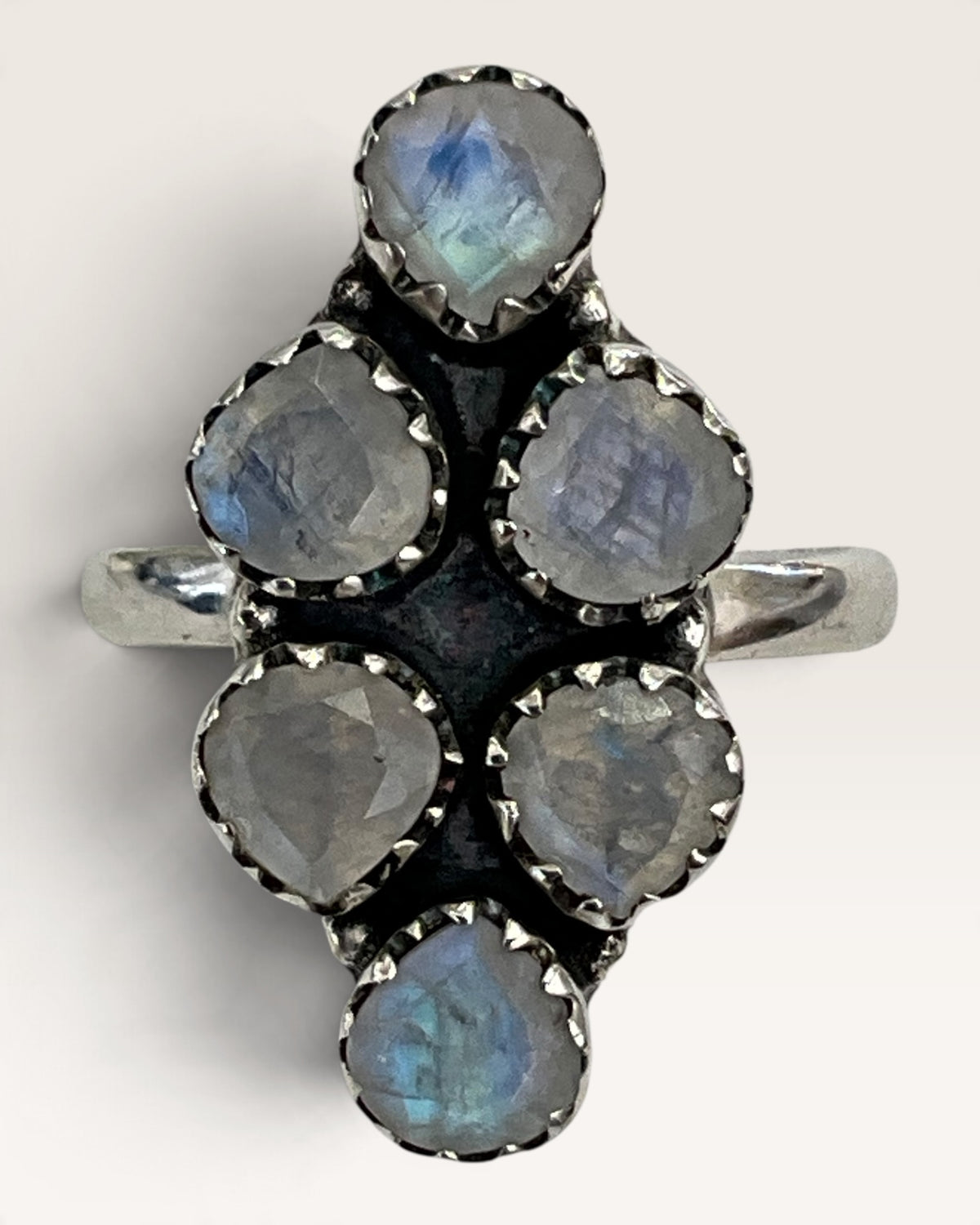 Sterling Silver Faceted Moonstone Gemstone Ring
