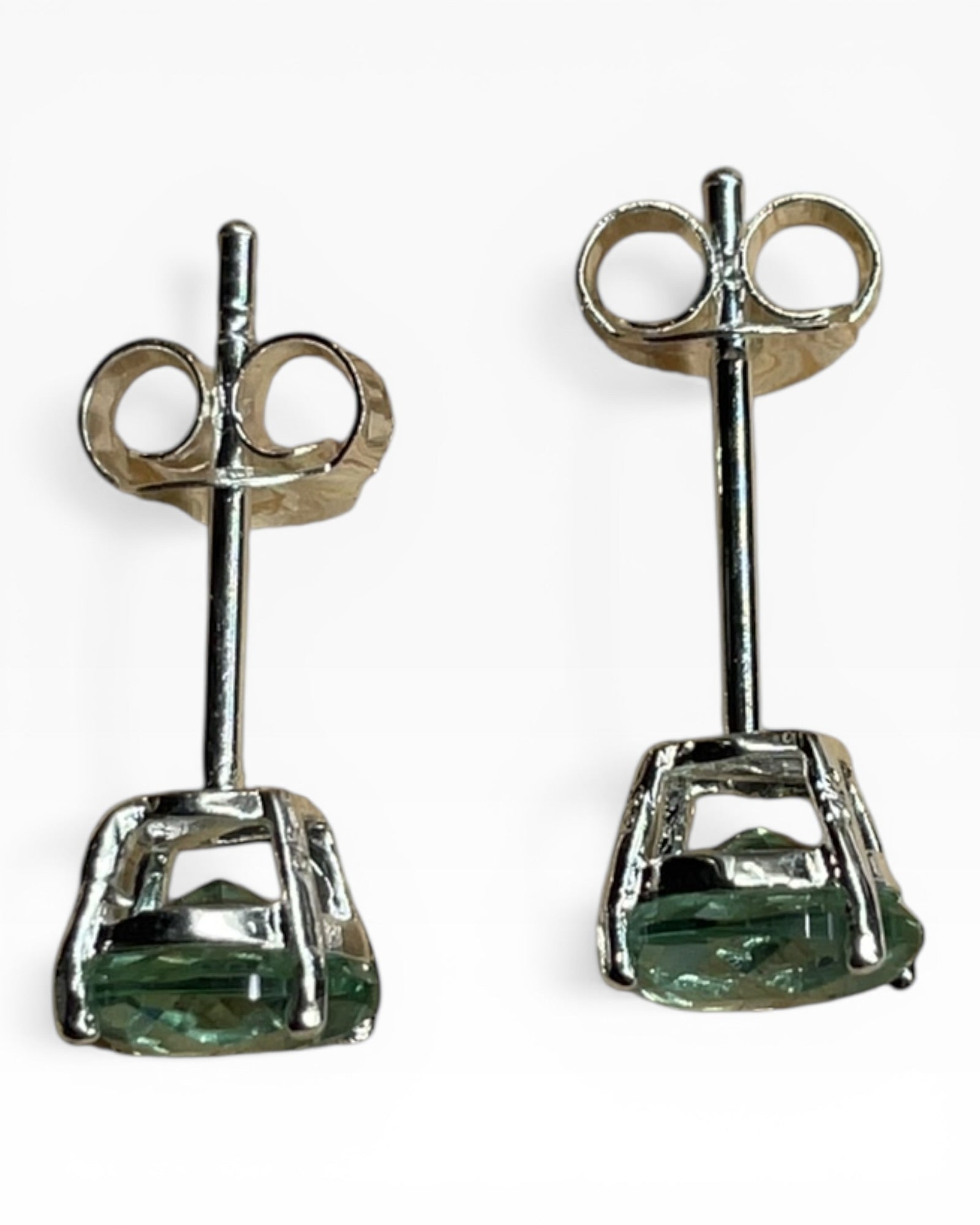 Bling Collection - Aquamarine Sterling Silver Stud Earrings