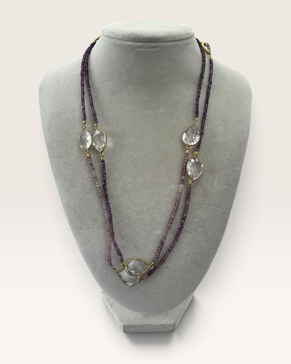 Natural Gemstone & Crystal Quartz Nugget 36” Necklace