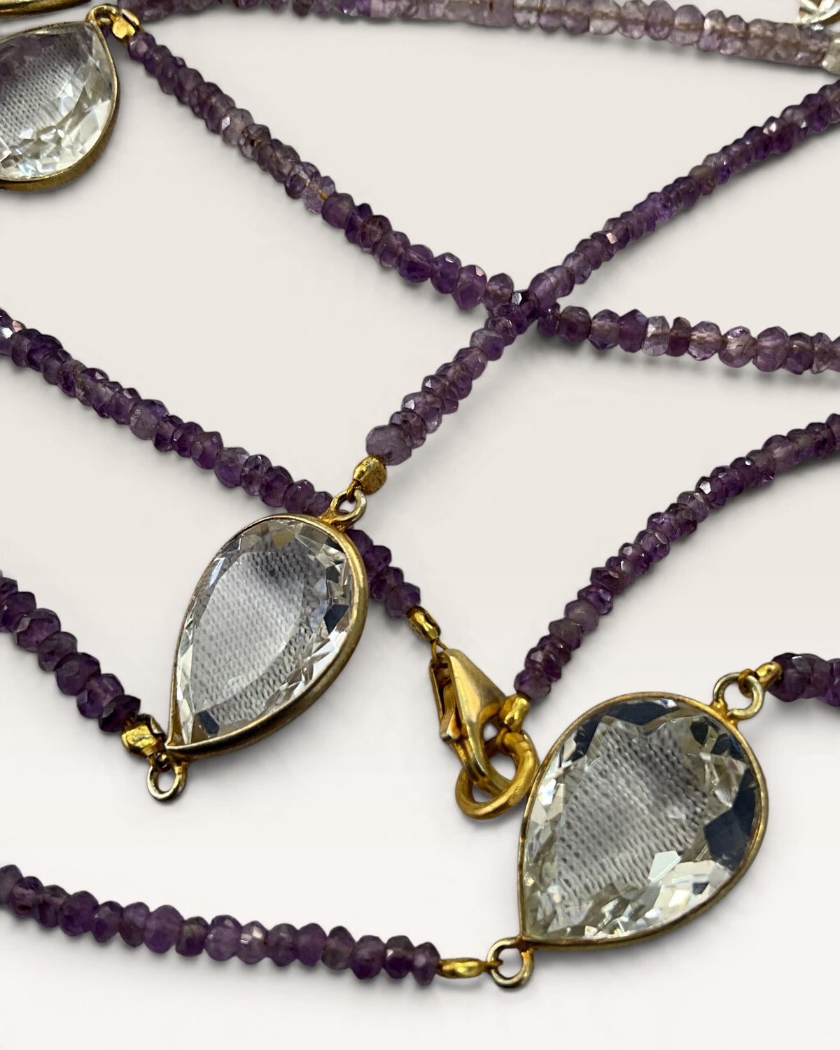 Natural Gemstone & Crystal Quartz Nugget 36” Necklace