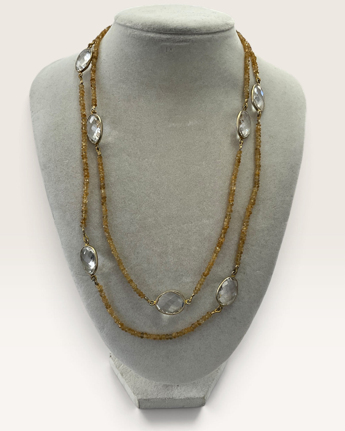 Natural Gemstone & Crystal Quartz Nugget 36” Necklace