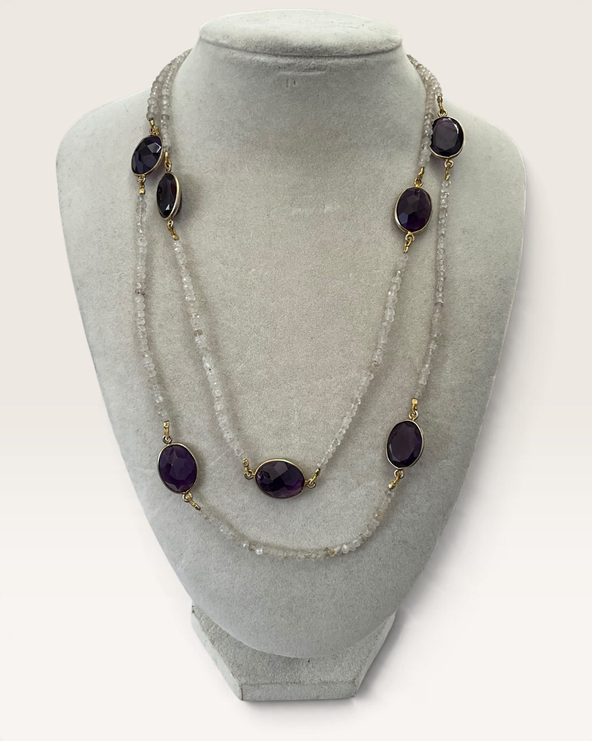 Natural Gemstone & Crystal Quartz Nugget 36” Necklace