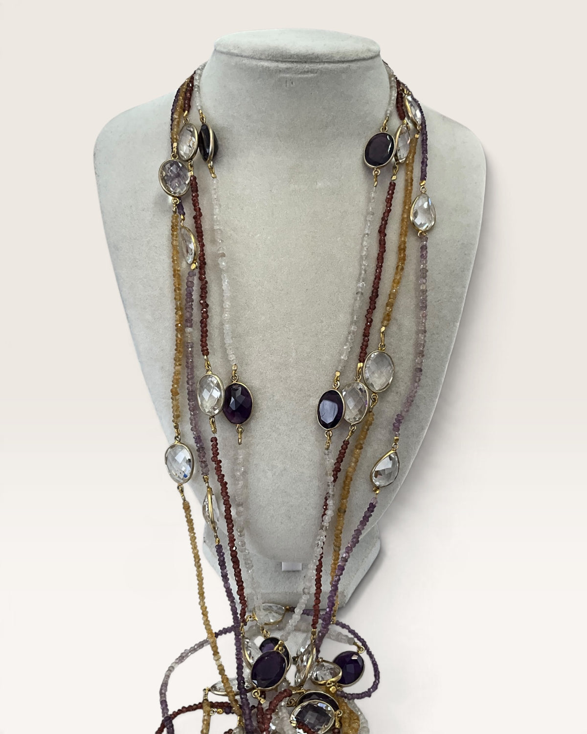 Natural Gemstone & Crystal Quartz Nugget 36” Necklace