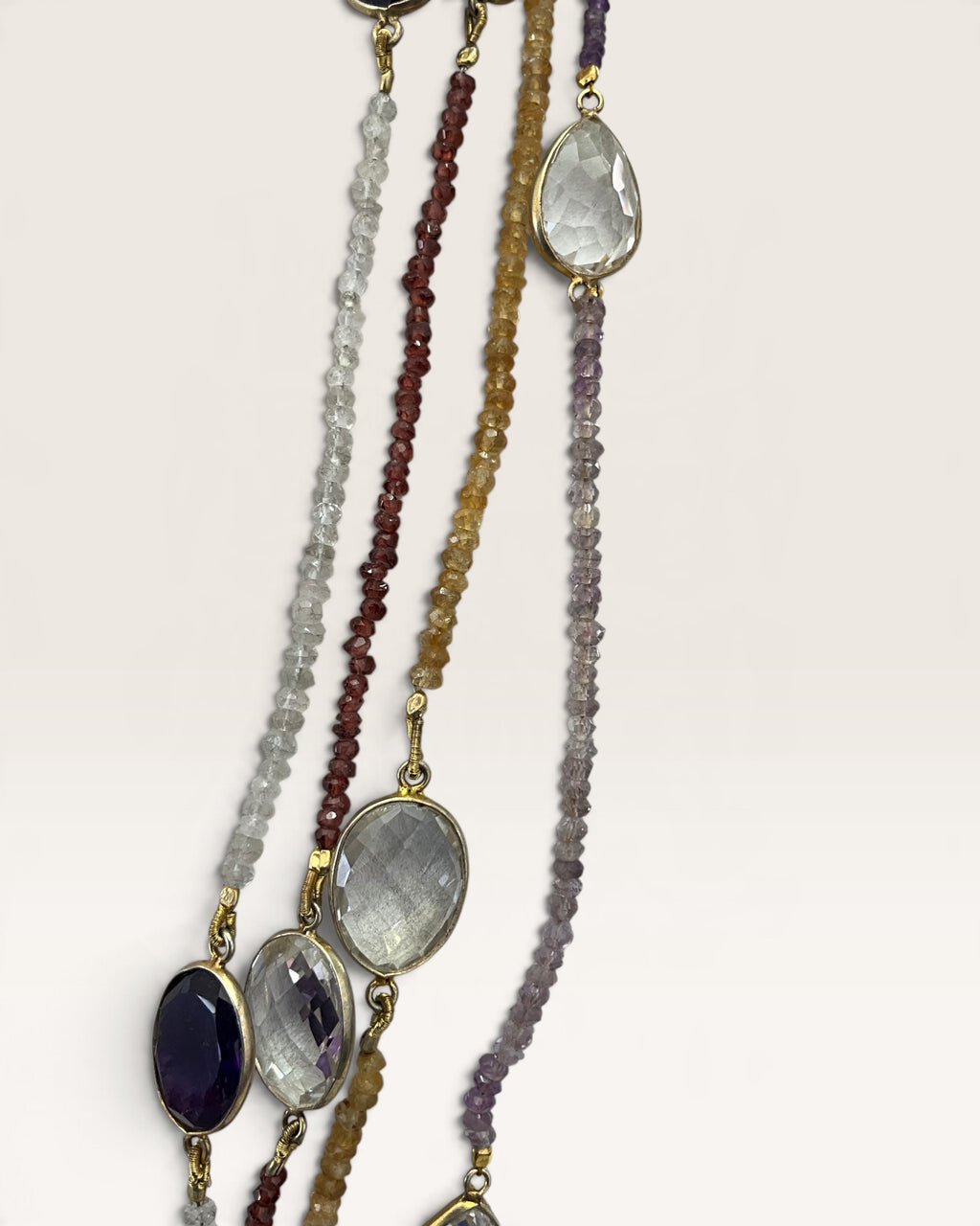 Natural Gemstone & Crystal Quartz Nugget 36” Necklace