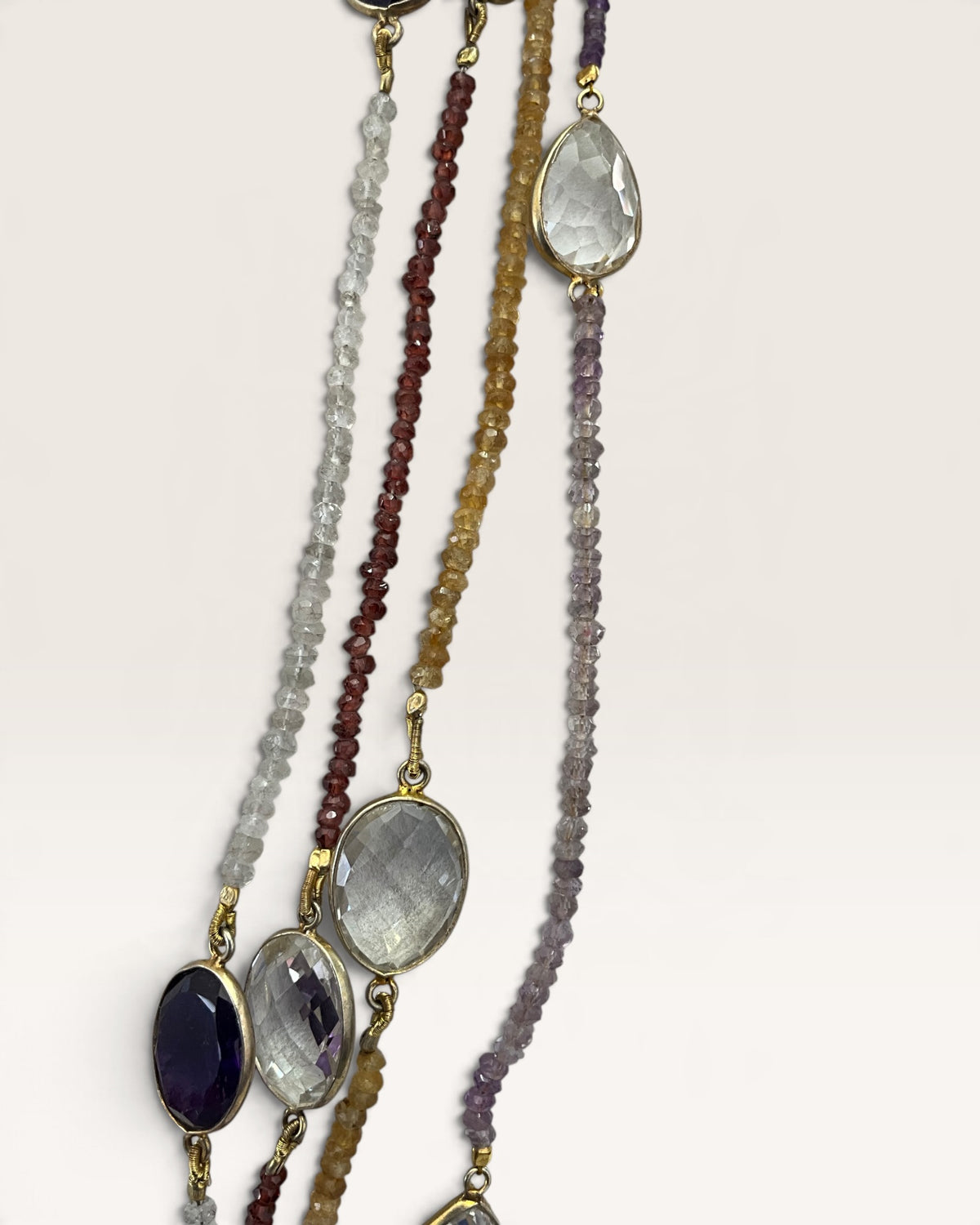 Natural Gemstone & Crystal Quartz Nugget 36” Necklace