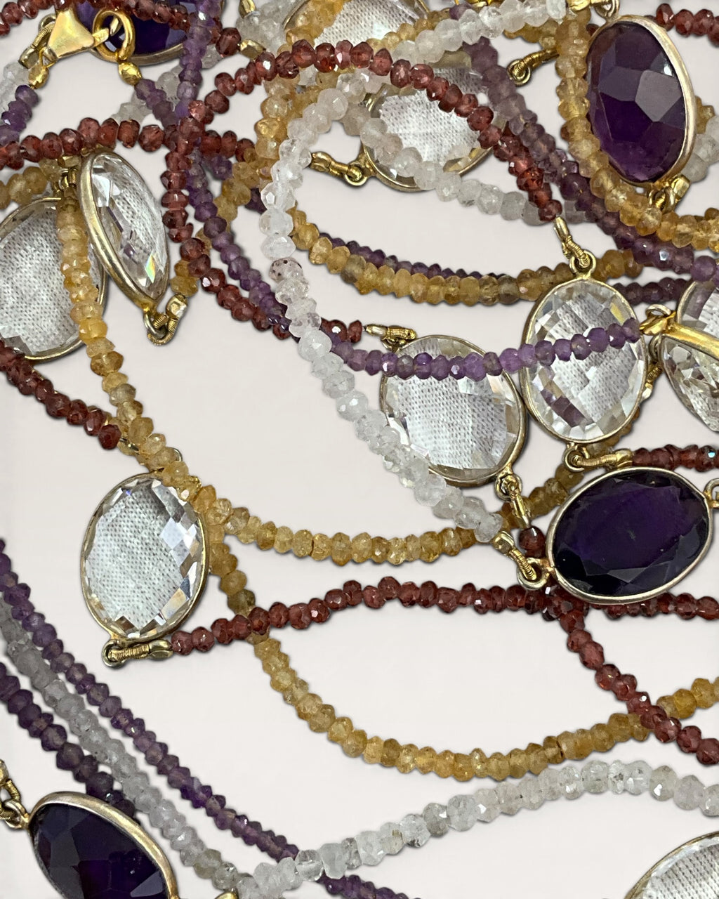 Natural Gemstone & Crystal Quartz Nugget 36” Necklace