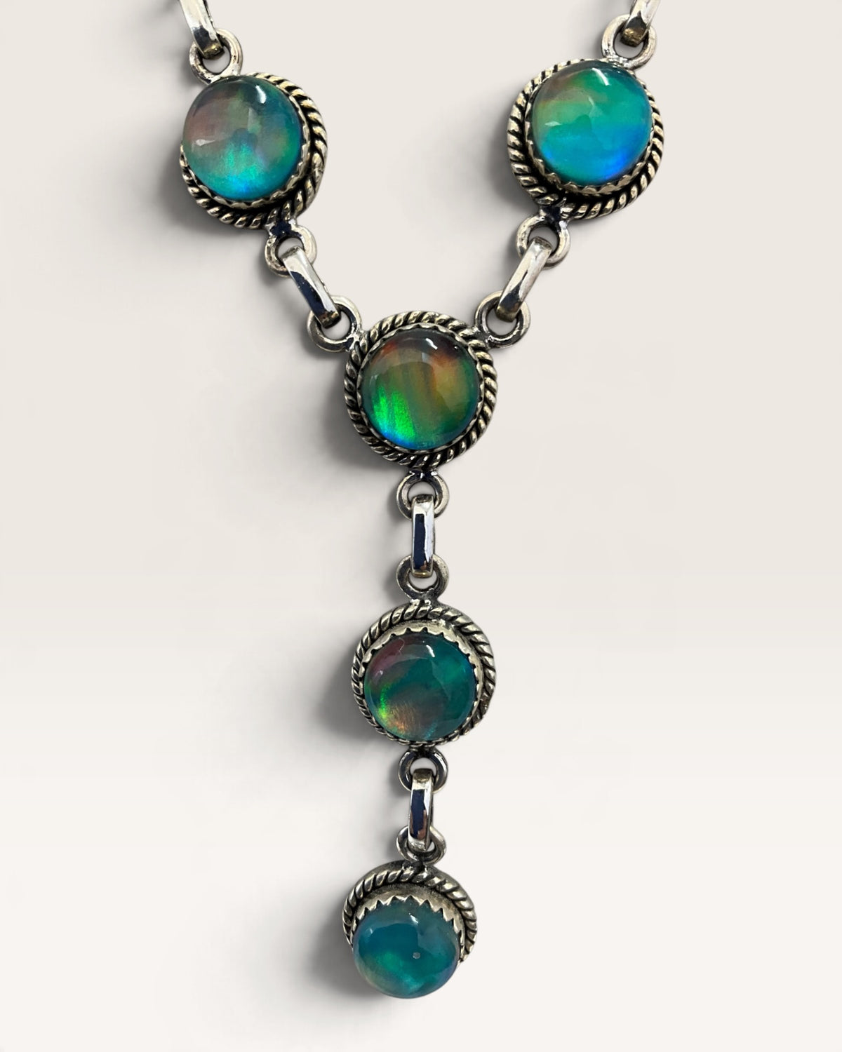 Sterling Silver Aurora Opal Y-Necklace - Pre-Loved