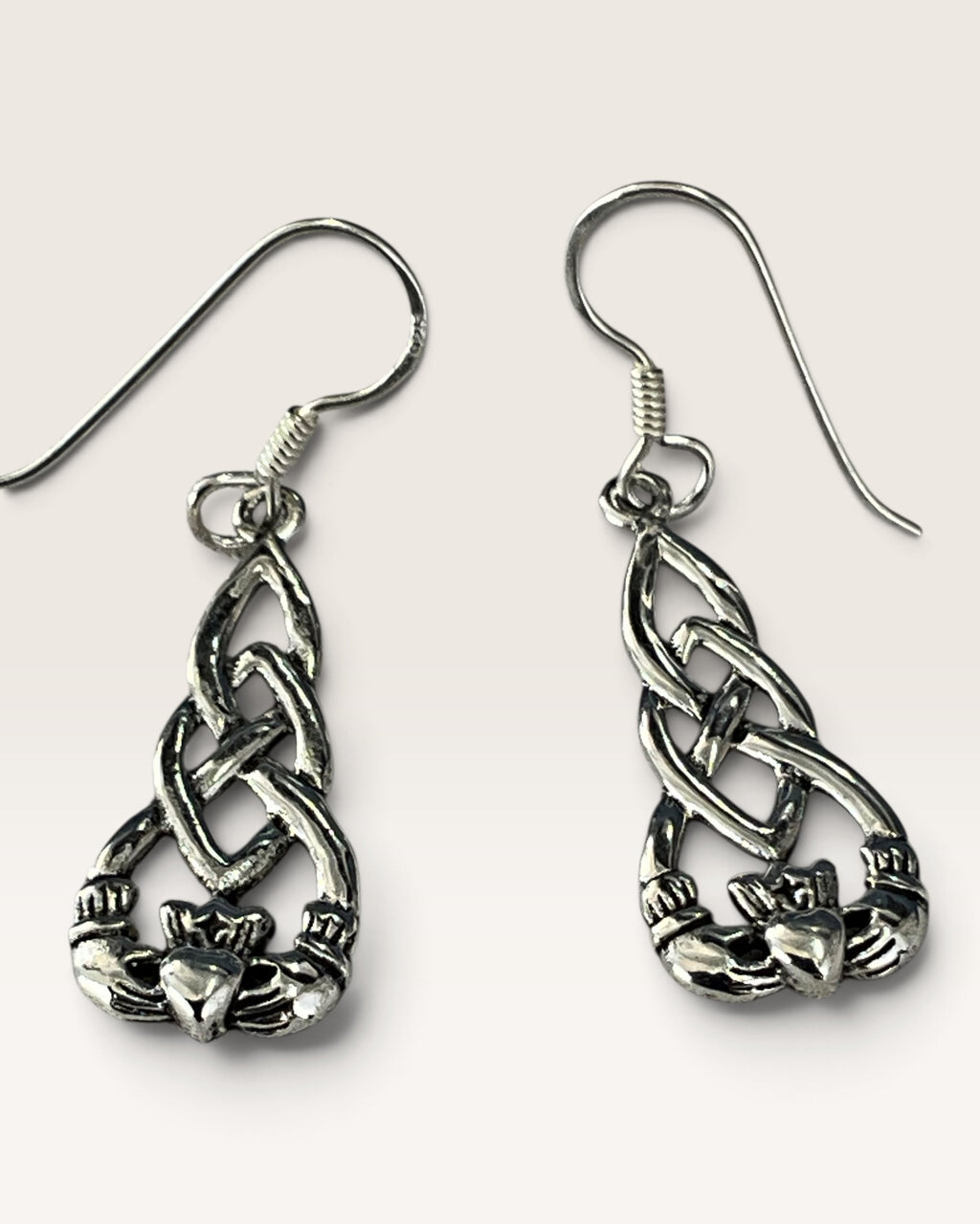 Sterling Silver Claddaugh Dangle Earring