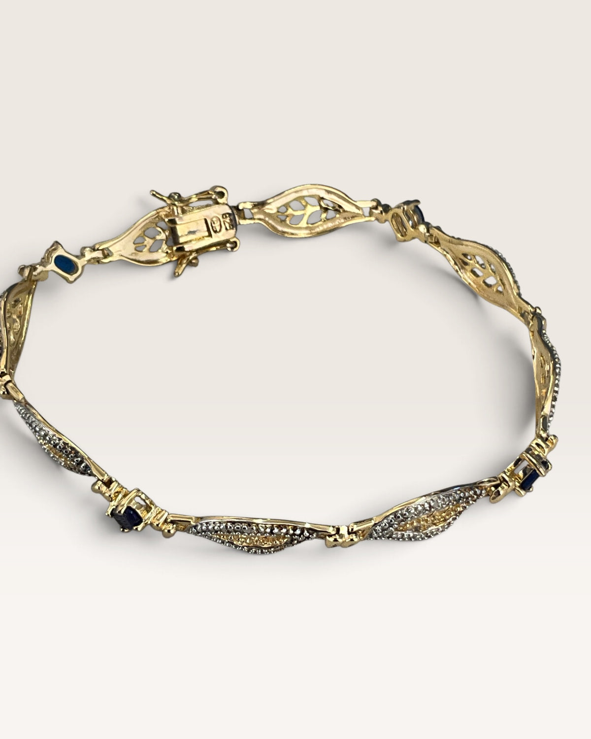 Gold over Sterling Silver Sapphire & Diamond Bracelet