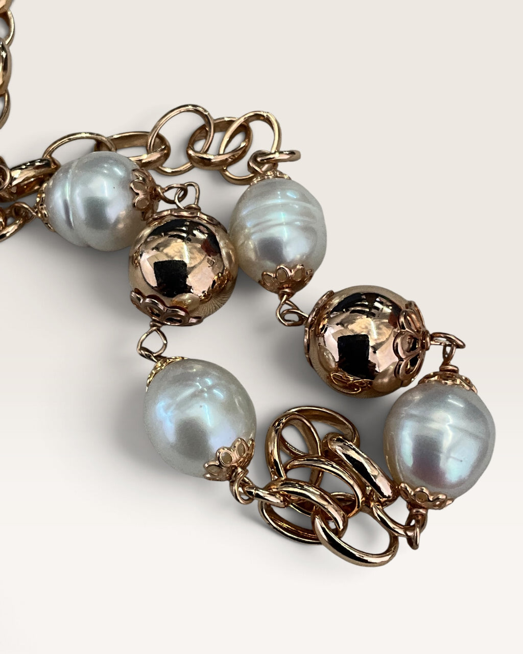 Italy Bronze Honora Freshwater Baroque Pearl Necklace Pre-Loved