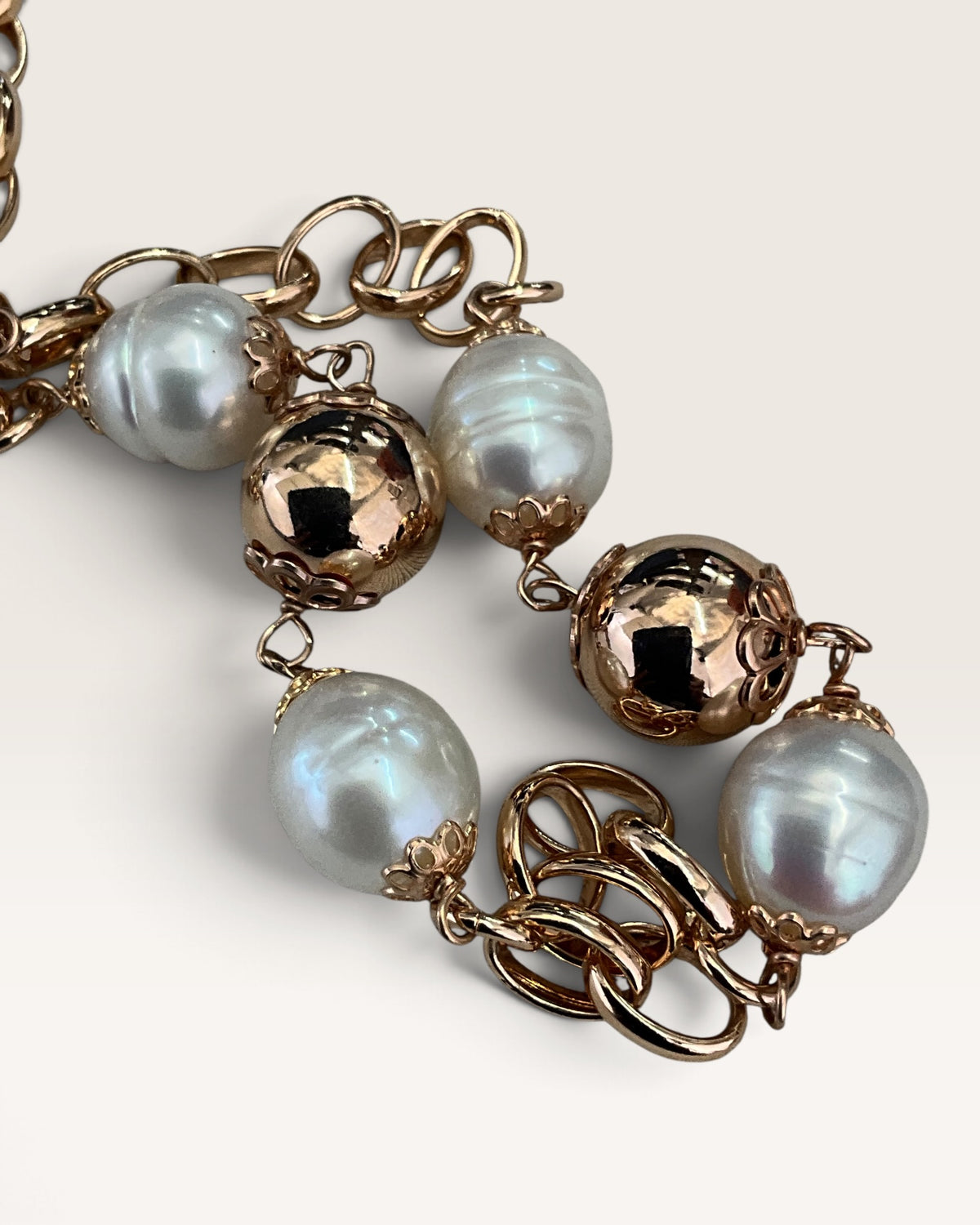 Italy Bronze Honora Freshwater Baroque Pearl Necklace Pre-Loved