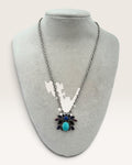 Sterling Silver Nicky Butler Pendant Necklace with Turquoise, Lapis, Garnet, Amethyst & Moonstone - Pre-Loved