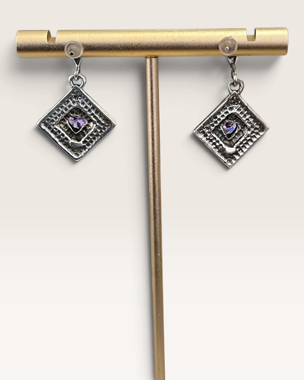 Sterling Silver Charles Winston Amethyst and Marcasite Dangle Earrings - Pre-Loved