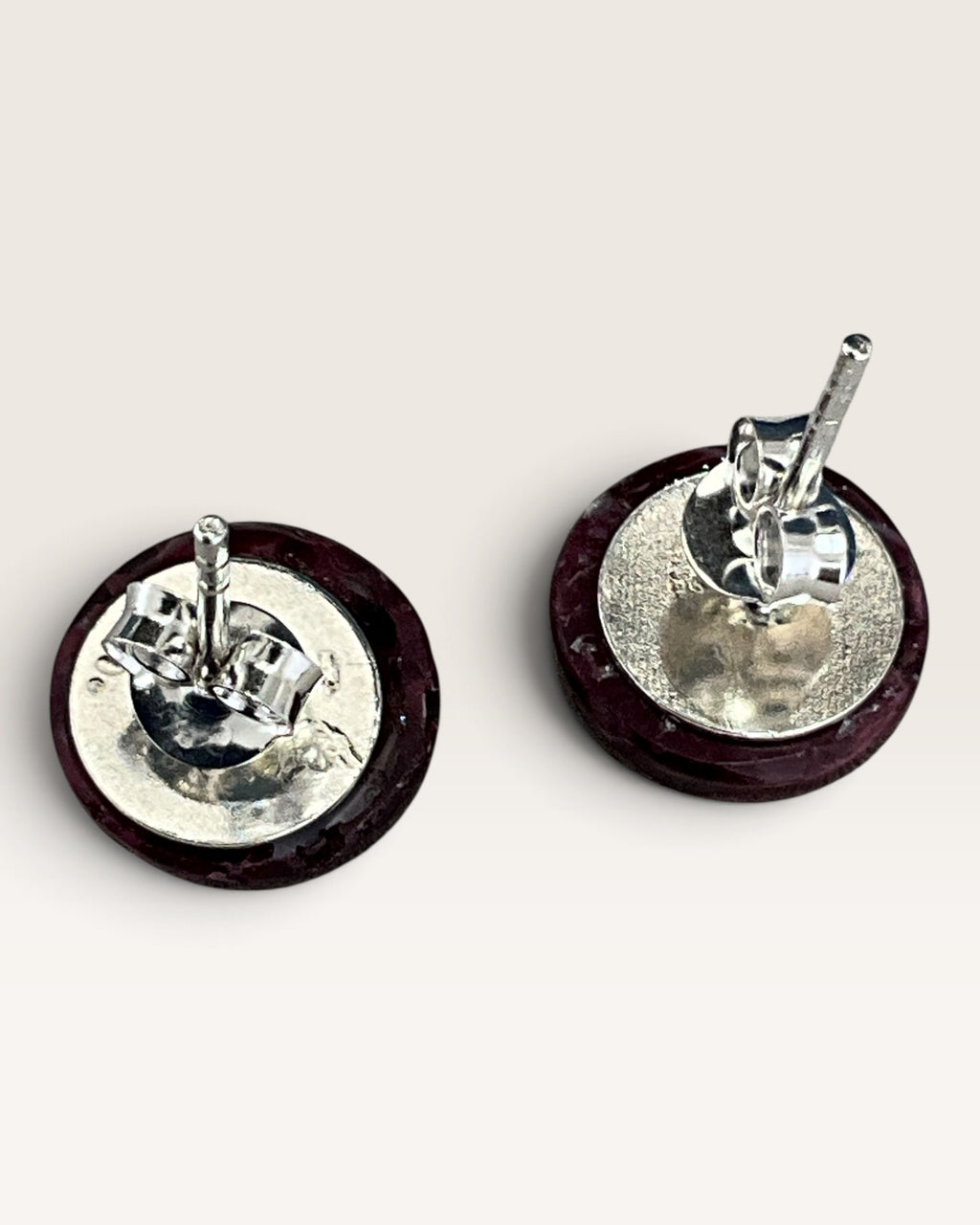 Sterling Silver Purple Spiny Oyster Stud Earrings