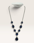 Silver Tone 2028 Y-Necklace with Blue Synthetic Crystals - Pre-Loved