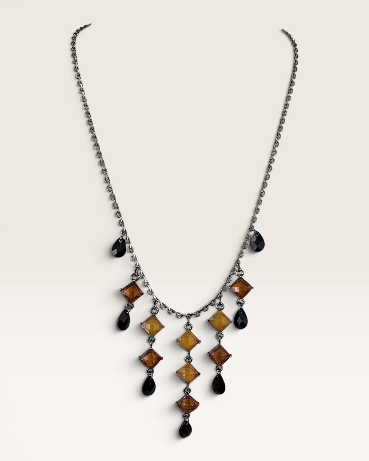 1928 Amber & Onyx Statement Necklace- Pre-Loved