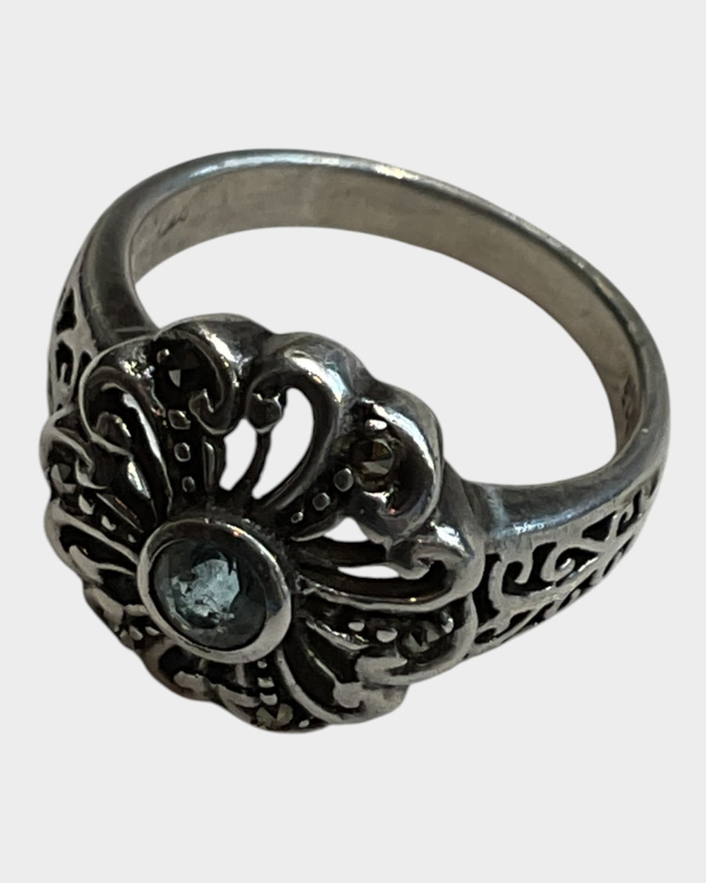 Marcasite & Blue Topaz Ring - Estate Sale (Great Condition)