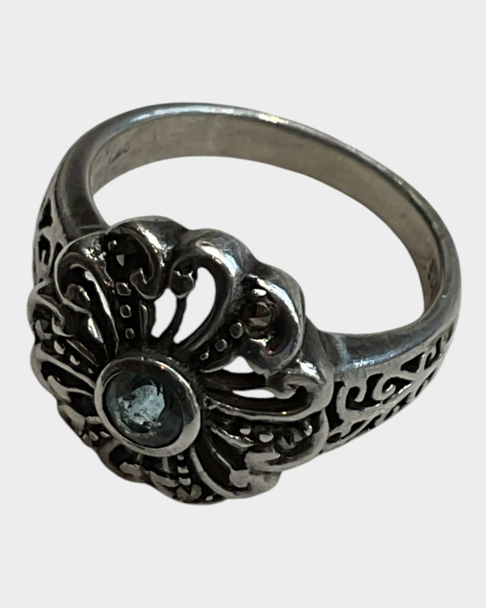 Marcasite & Blue Topaz Ring - Estate Sale (Great Condition)