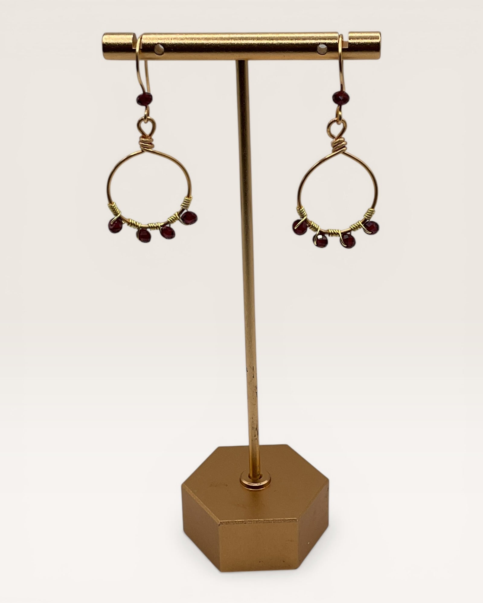 Garnet Hoop Casual Earrings
